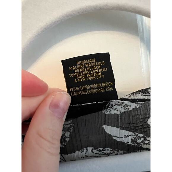 Eldior Sodeok Design Duster Kimono Women's OS Black White Floral Print Long Line - Picture 9 of 15